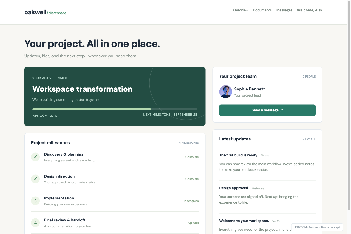 Oakwell — sample software interface
